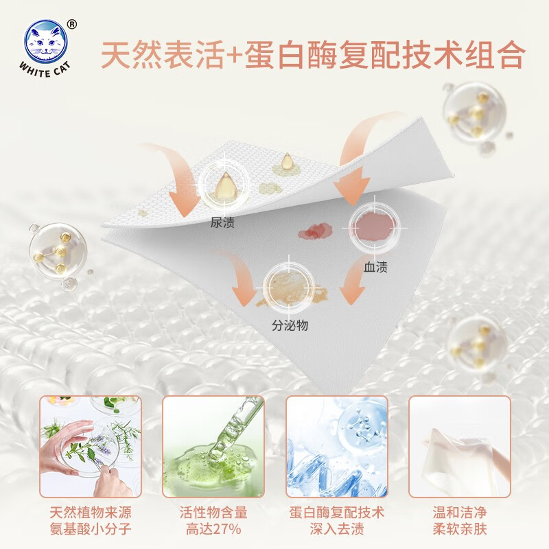 白猫3天差旅内衣洁净装白猫植萃香氛内衣洗衣液30g*5袋高清大图