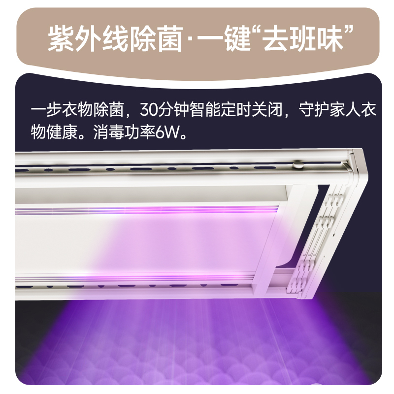 顶固(TopStrong)电动晾衣架Q8汉玉白烘干风干除菌大灯版高亮照明超薄8.5cm31°创新斜式晾衣杆离线语音晾衣机高清大图