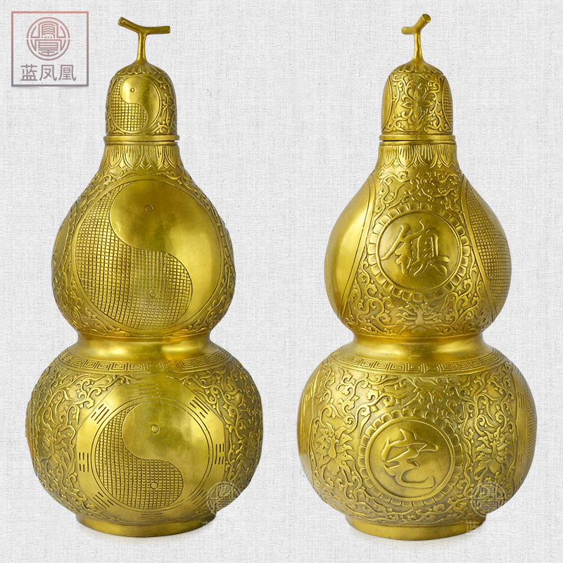 家柏饰(CORATED)铜葫芦摆件铜开口开盖大号客厅卧室办公室 百福葫芦高清大图