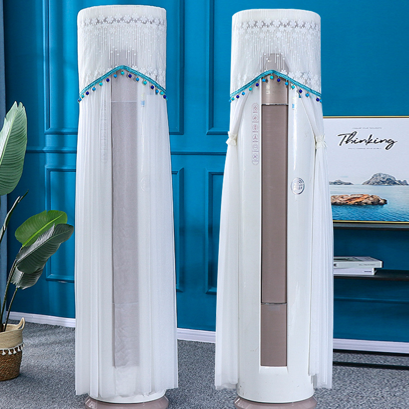 圆形空调防尘罩开机不取立式空调盖布客厅圆柱空调套|糖果球-蓝色 尊