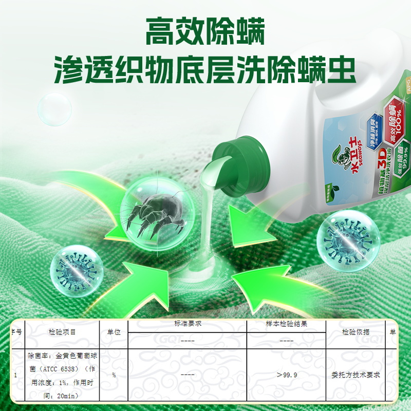 水卫士除菌除螨洗衣液2kg/瓶去除顽固污渍高清大图