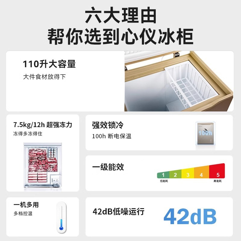 荣事达(Royalstar)小冷柜家用茶叶冷藏保鲜小冰柜冷冻冰箱卧式大容量_72L白专利减霜-省电