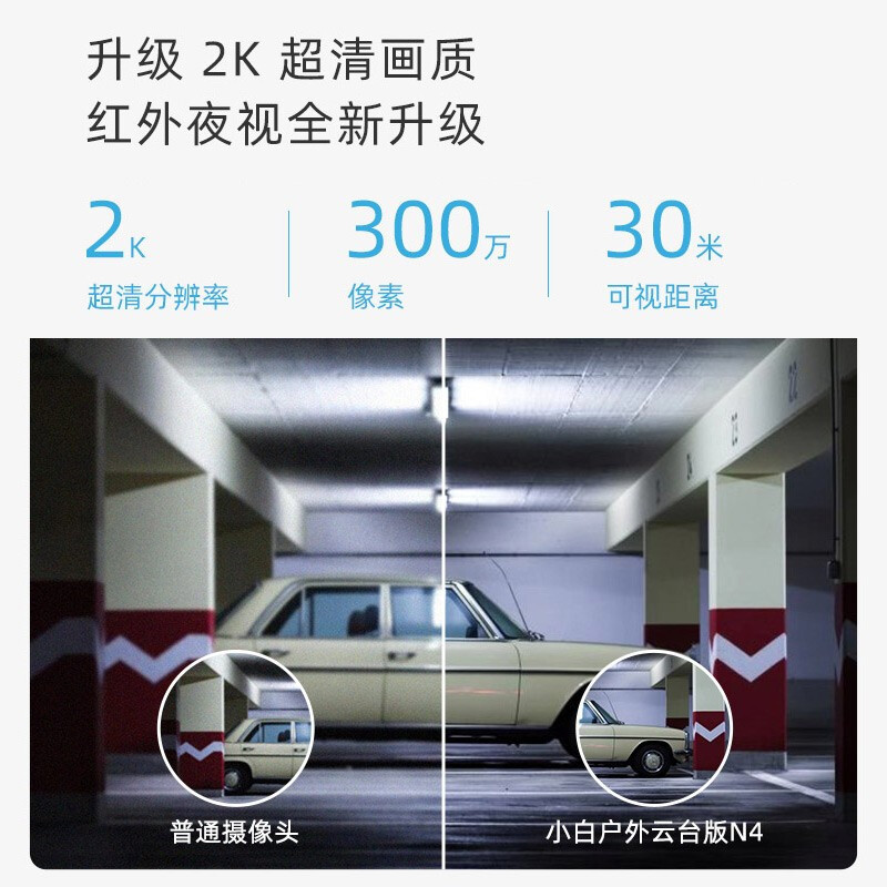 [已接入米家]创米小白智能户外摄像头 监控家用无线网络摄像机室内室外远程视频高清防水夜视 小白摄像头户外云台-N4