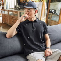 唐狮男polo衫男满身绣小翻领polo衫男士短袖男式T恤翻领男装