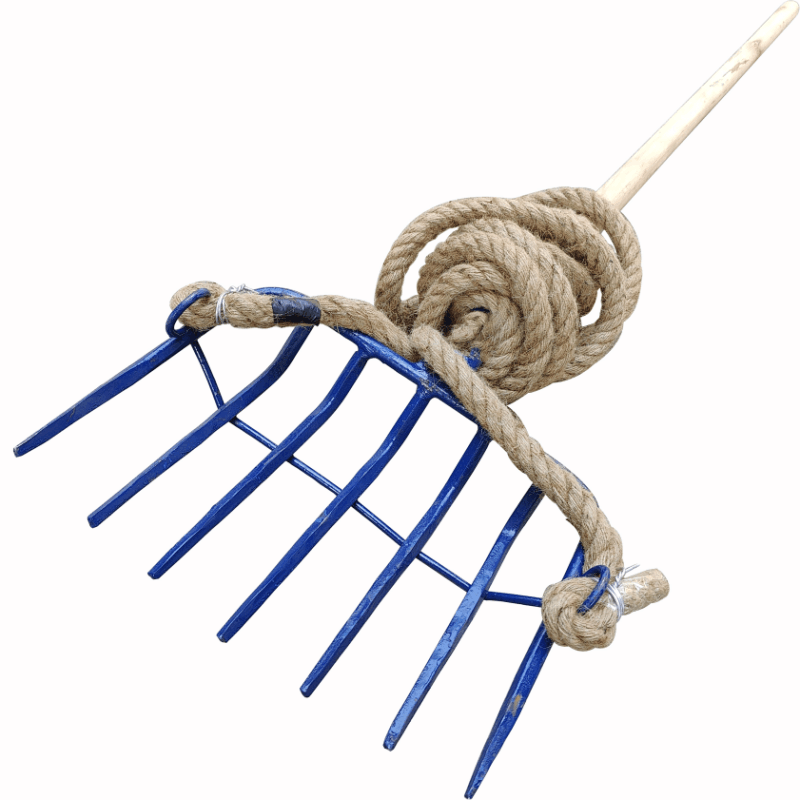 大拉耙 七齿 带柄及麻绳 把图片