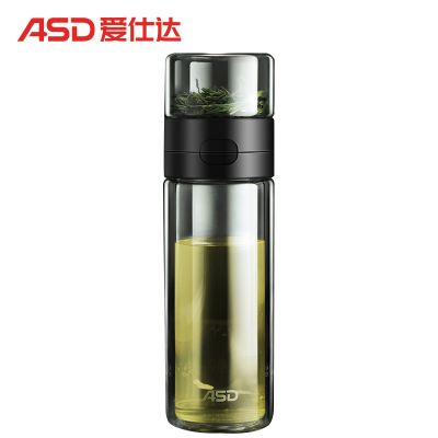 爱仕达ASD 双层玻璃杯体茶水分离耐骤冷热创意多变便携商务办公泡茶300ML 杯RWB30B9WG-D