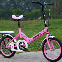 儿童学生折叠自行车1620寸减震全家通用大人款Hh 粉色 16寸无减震+车筐打气筒坐垫车锁