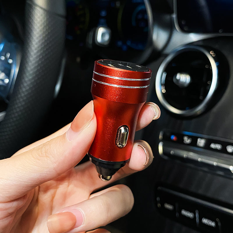 红色车载充电器 汽车手机充电器女镶钻多功能USB点烟器转换头一拖二创意卡通快充