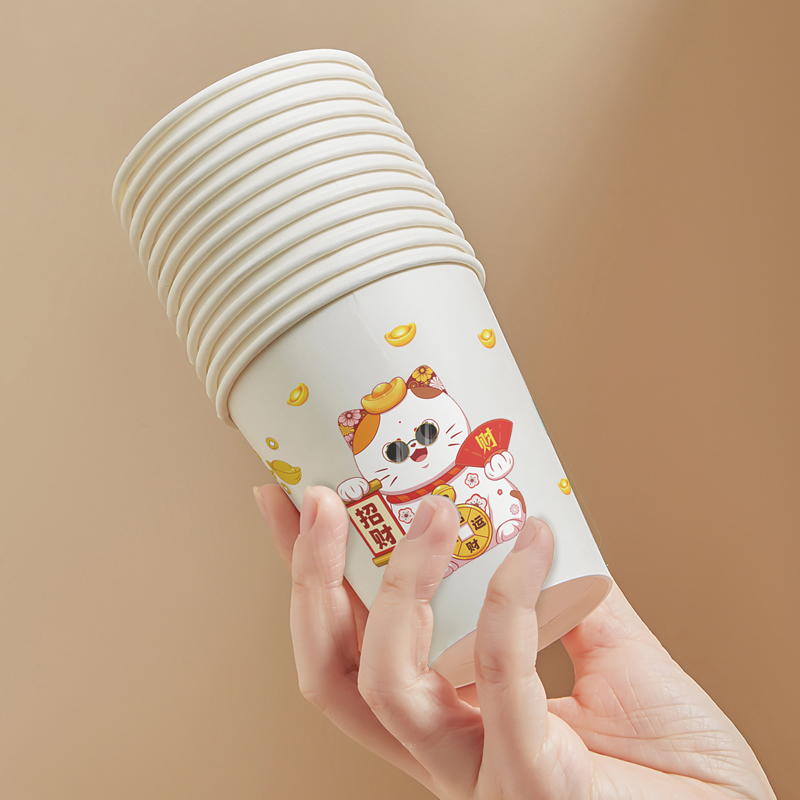 一次性杯子纸杯100只装加厚家用口杯商务可免费定制logo高清大图