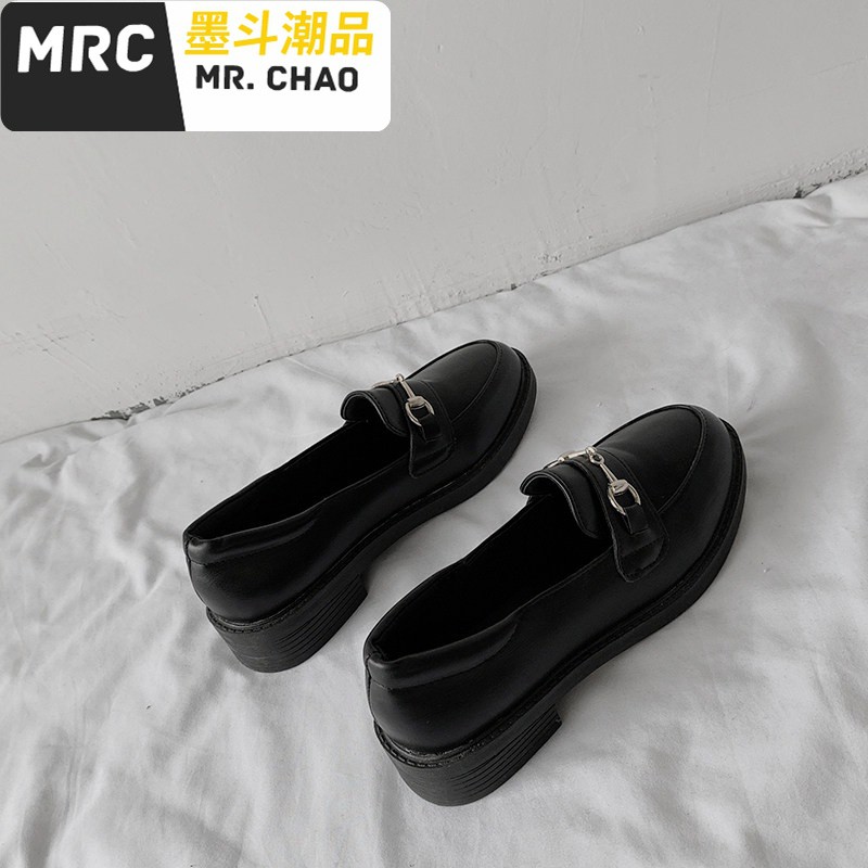 配西装的小皮鞋女新款英伦风百搭软皮春季jk正统平服单鞋墨斗潮品休闲鞋图片 高清实拍大图 苏宁易购