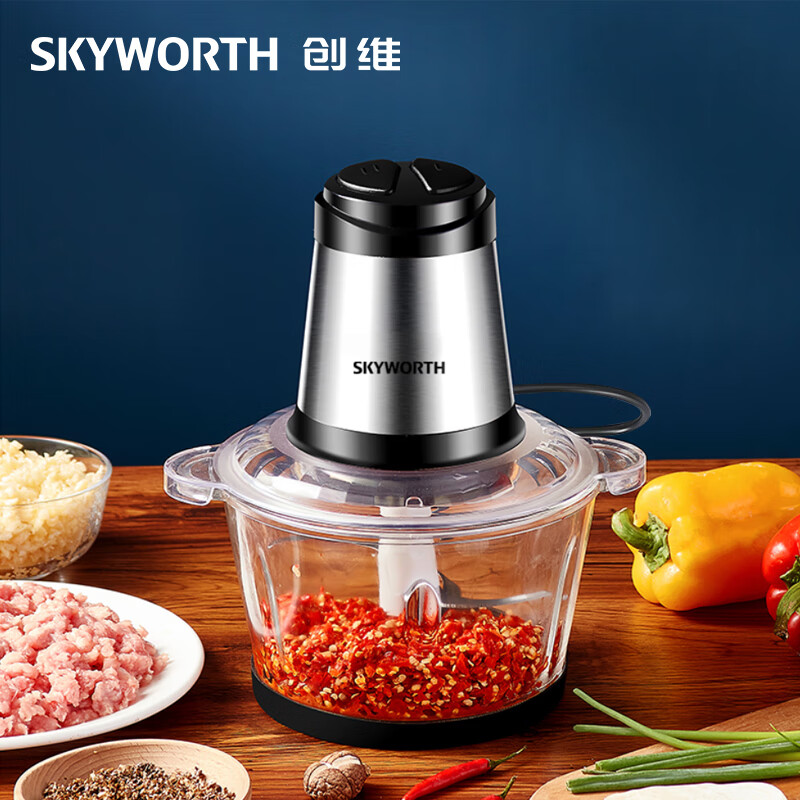 创维(Skyworth) 绞肉机 P407 家用电动2L不锈钢多功能碎肉打肉切碎搅拌料理机高清大图
