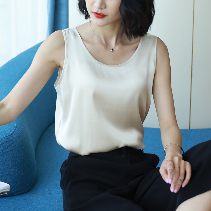 背心女 夏季宽松打底无袖短款带衫百搭外穿 白色 S