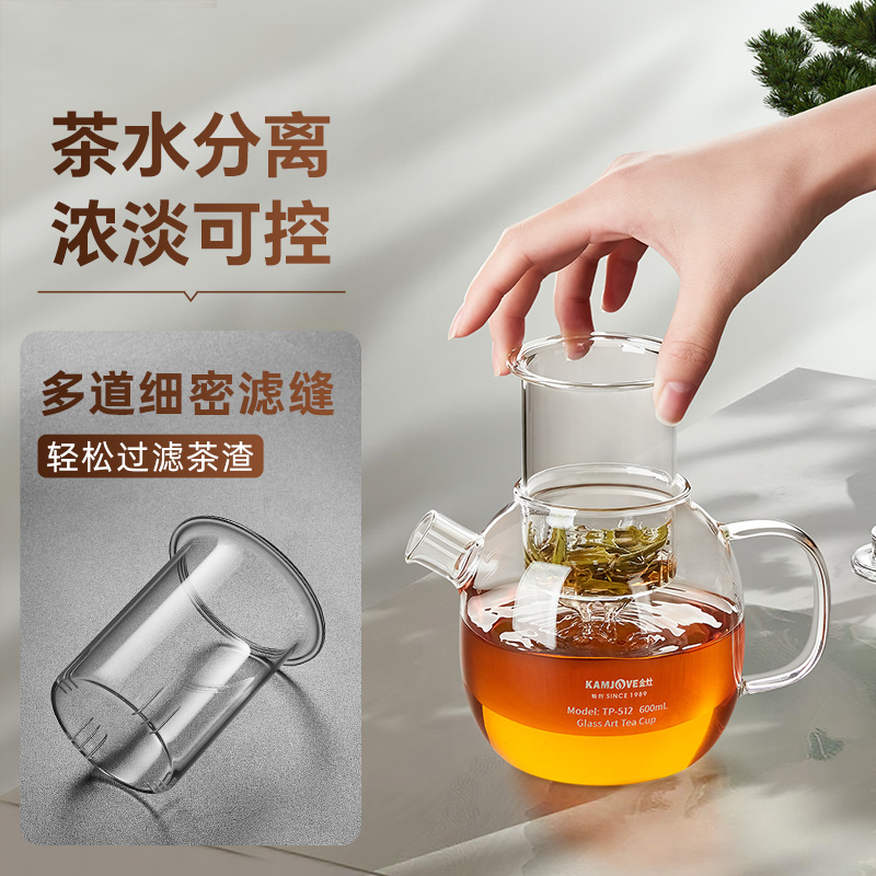 金灶TP-512高硼硅玻璃茶壶家用新款冲泡壶多功能红茶乌龙茶花茶壶高清大图