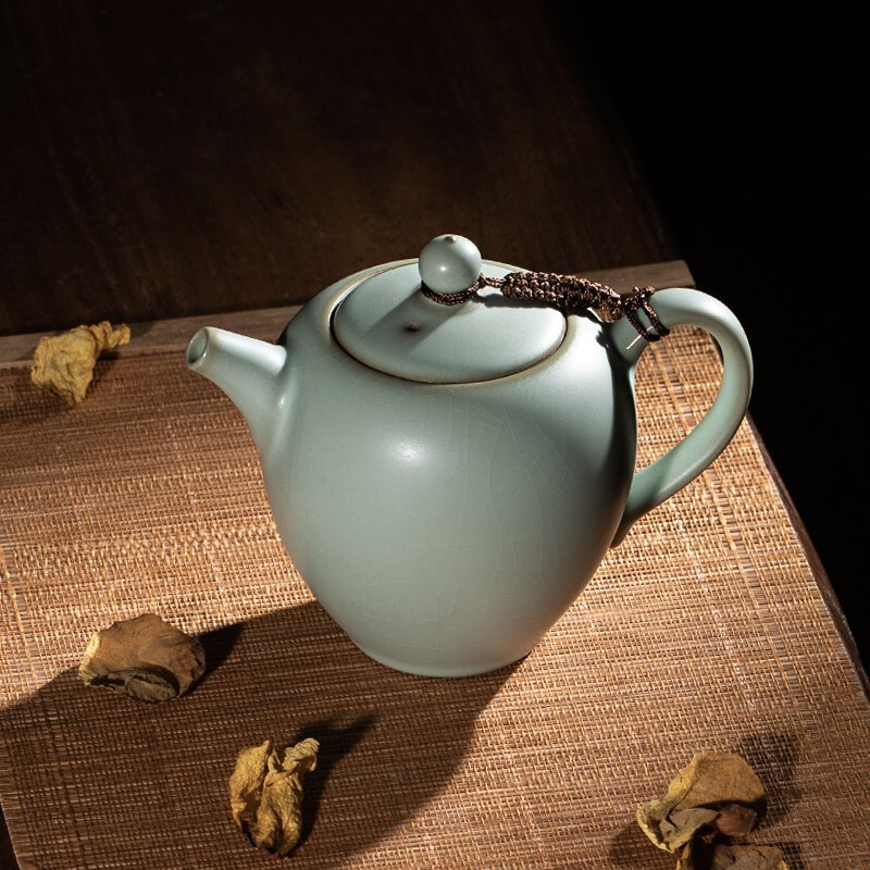 东道主人美人肩壶(汝官窑)汝窑汝瓷景德镇 陶瓷 冰裂釉 功夫茶具 茶壶