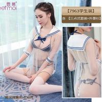 学生女仆和服小胸情趣内衣情趣套装sm骚透视装透明薄纱激情制服女