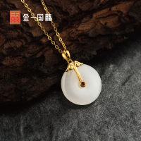 金一国囍足金百福具臻女士款和田玉吊坠赠银链(定价)ZJDZ026