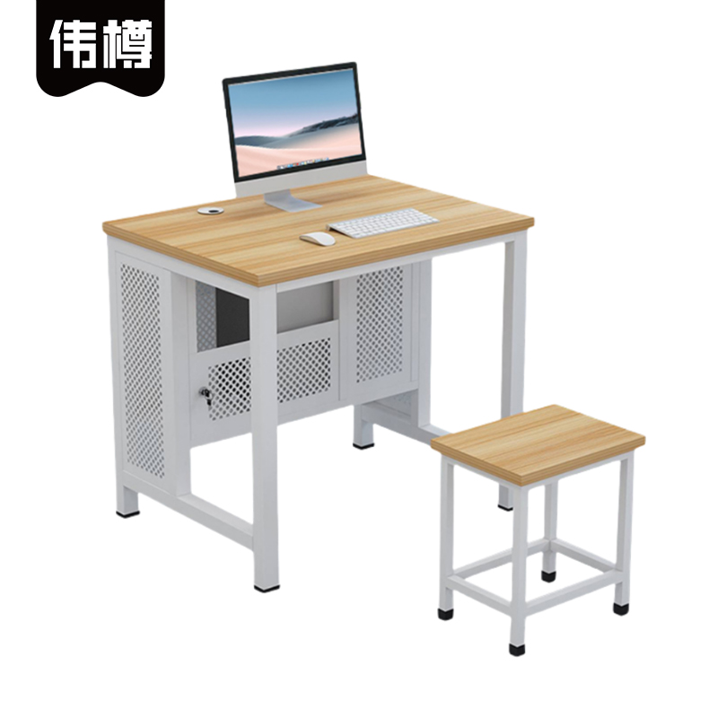 伟樽培训电脑桌一桌一凳80*60*75cm套高清大图