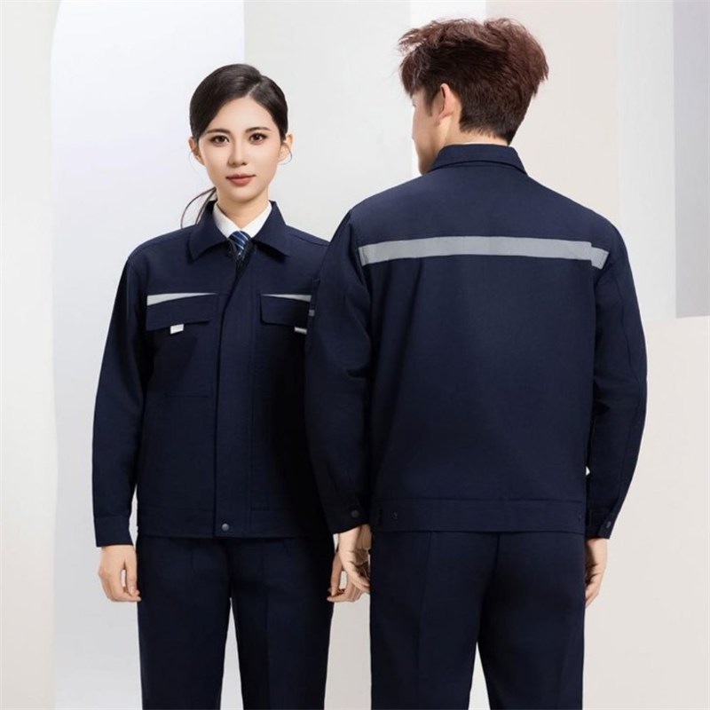 京嘉(JINGJIA)A522涤棉磨毛双层 深蓝浅灰色 可定制LOGO 劳保工作服劳保服男女同款高清大图