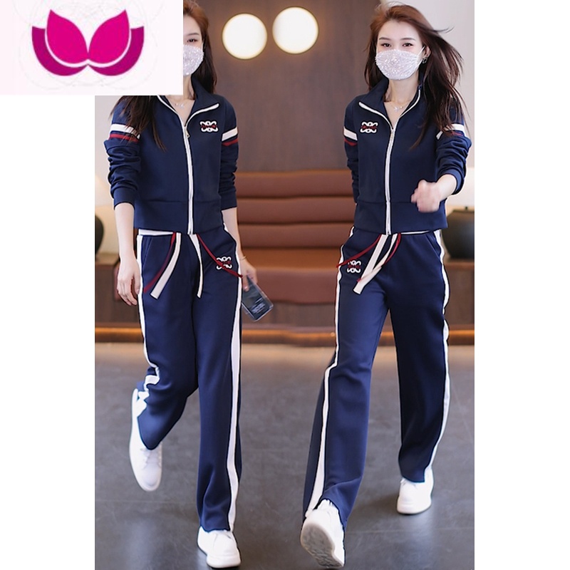 七斓早春休闲运动套装女宽松显瘦2023新款减龄气质卫衣阔腿卫裤套高清大图