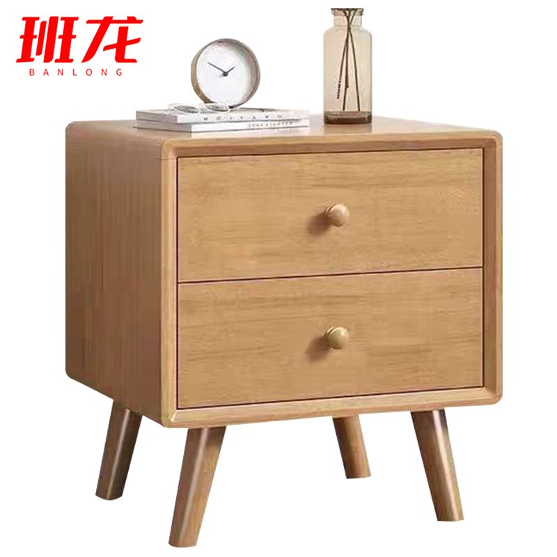 班龙床头柜二抽原木色个高清大图