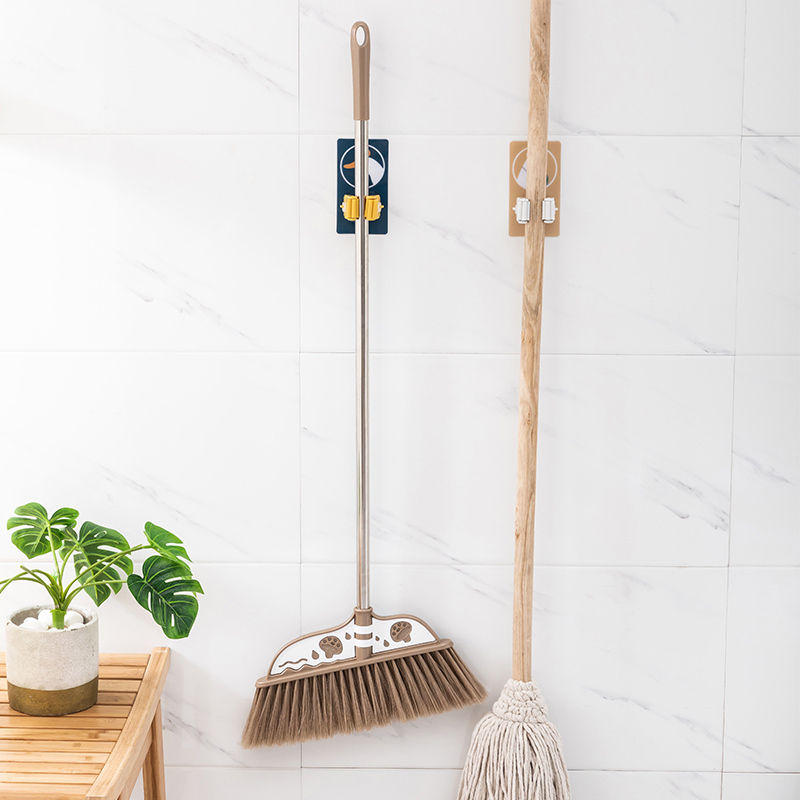 敬平免打孔拖把挂钩浴室粘贴扫把收纳架粘钩强力粘胶拖把夹器水果款3