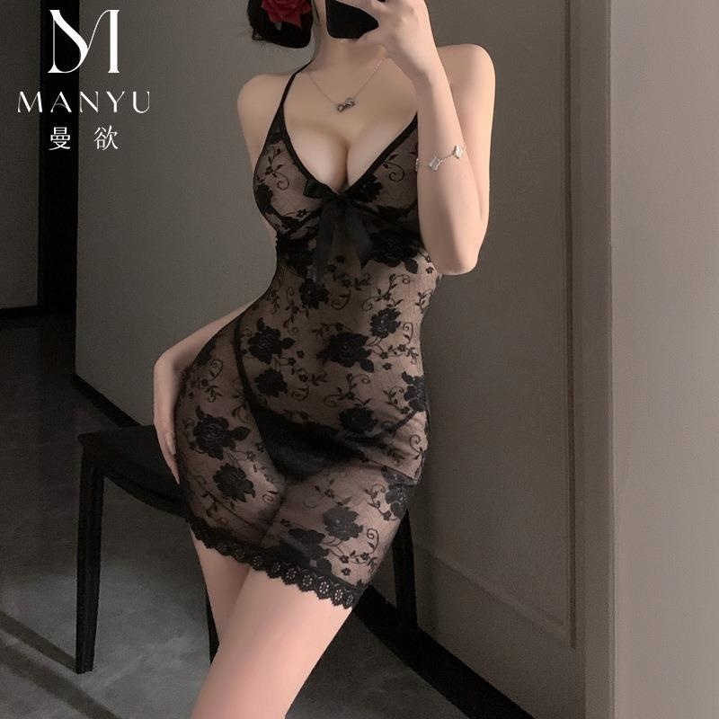 曼欲情趣内衣紫色纯欲睡裙性感蕾丝诱惑床上免脱睡衣小胸制服9383高清大图