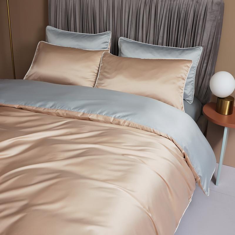 美帮汇简约现代水洗天丝四件套冰丝三件套丝滑单双人春夏季床上用品