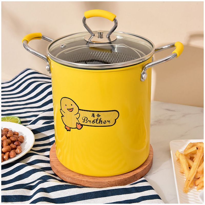 天妇罗小笨鸭油炸锅不粘炸壶带滤网盖子家用省油迷你小型油炸