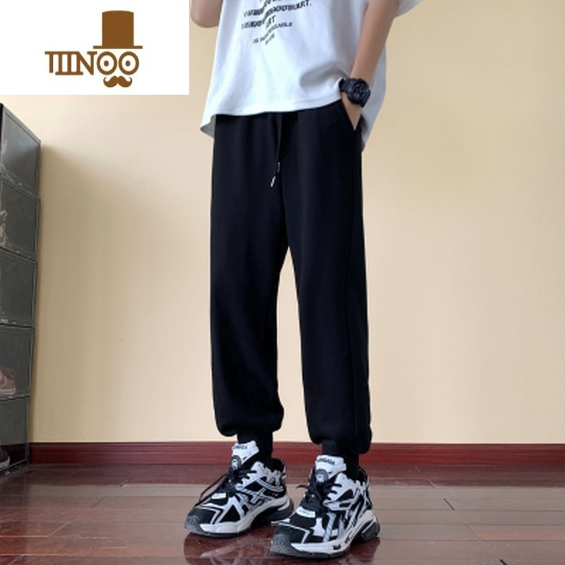 YANXU美式灰色卫裤男士oversize大码束脚运动裤宽松休闲裤子
