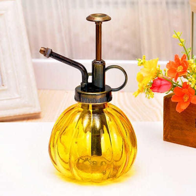 新款彩色南瓜复古园艺浇花器复古玻璃喷壶洒水花壶瓶壶浇水壶浇花黄色