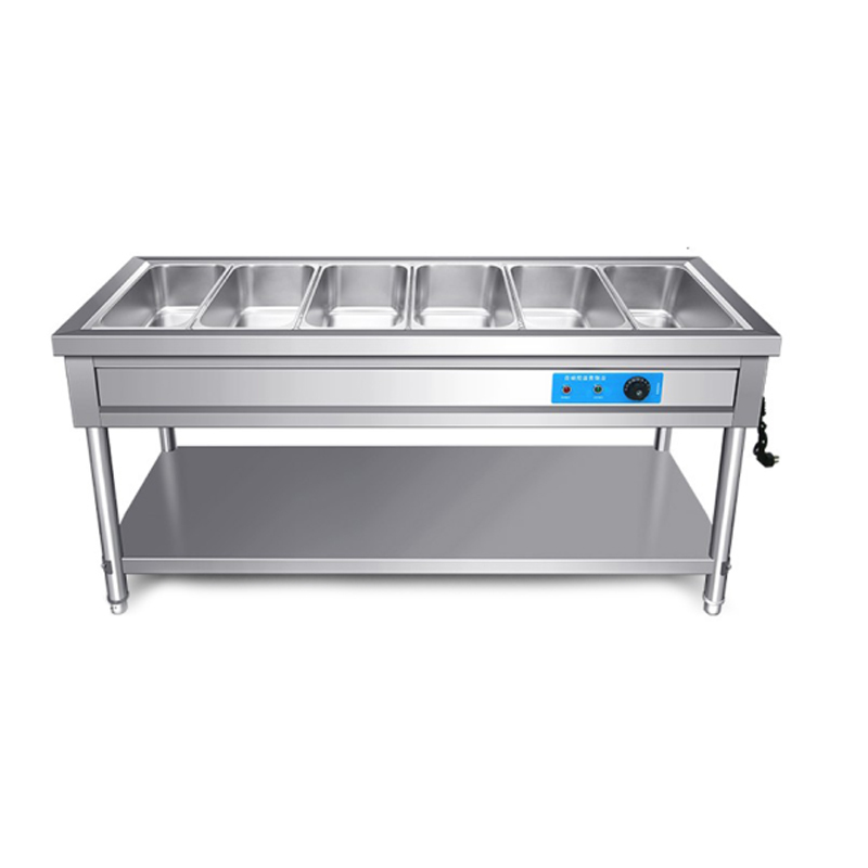 忠伟sft-1 饭店快餐店保温餐台商用不锈钢保温售饭台 6格6盒[2100*700