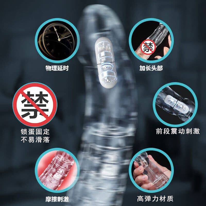 取悦男性系列振动阴茎套加长加粗套大钢炮男用穿戴式增粗增大器具震动空心仿真阳具套夫妻房事情趣玩具透明水晶狼牙套成人用品图片