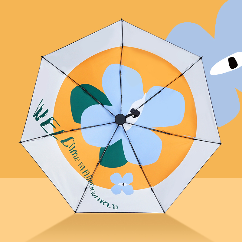 红叶五折印花黑胶偶遇伞 你小清新五折伞便携雨伞晴雨两用伞防晒防紫外线遮阳伞 颜色随机-3561!高清大图