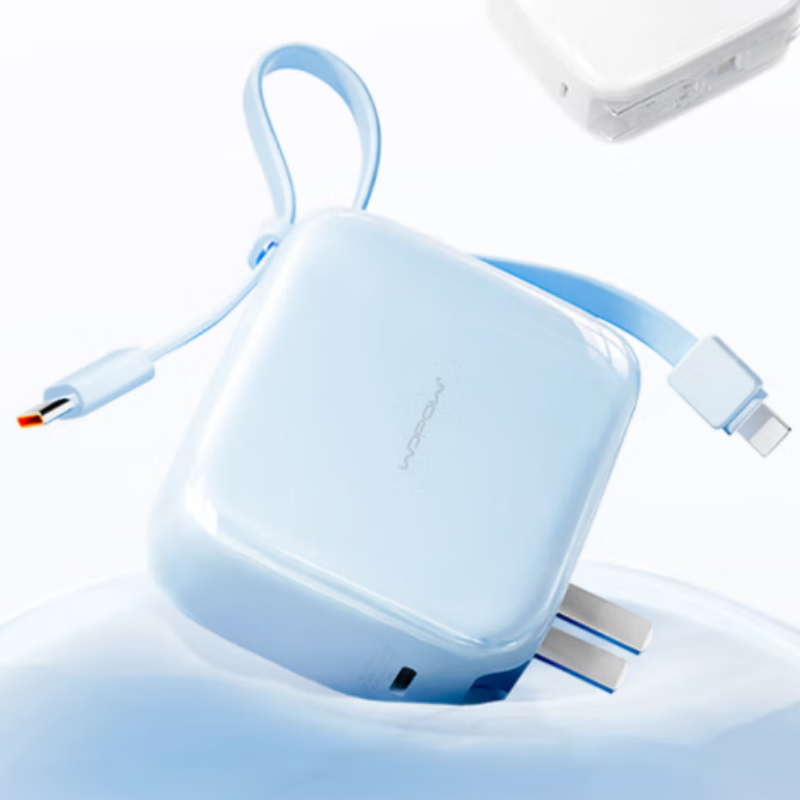 WOPOW/沃品 三合一AC插头自带线快充移动电源PA010 海盐蓝 (单位:个)