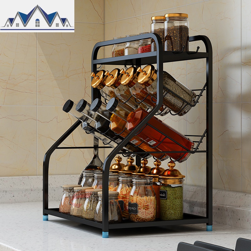 不锈钢调味品调料架子置物架厨房用品桌面油盐酱醋佐料瓶收纳层架_3_192高清大图