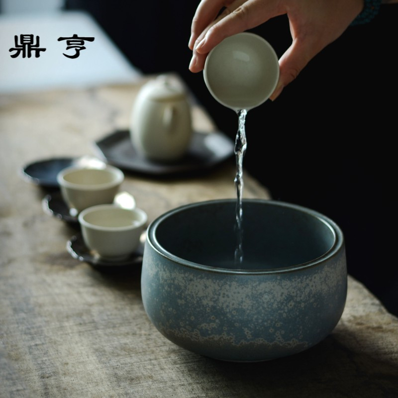 鼎亨茶洗大号复古窑变陶瓷功夫茶道家用办公茶具零配杯洗水盂水洗