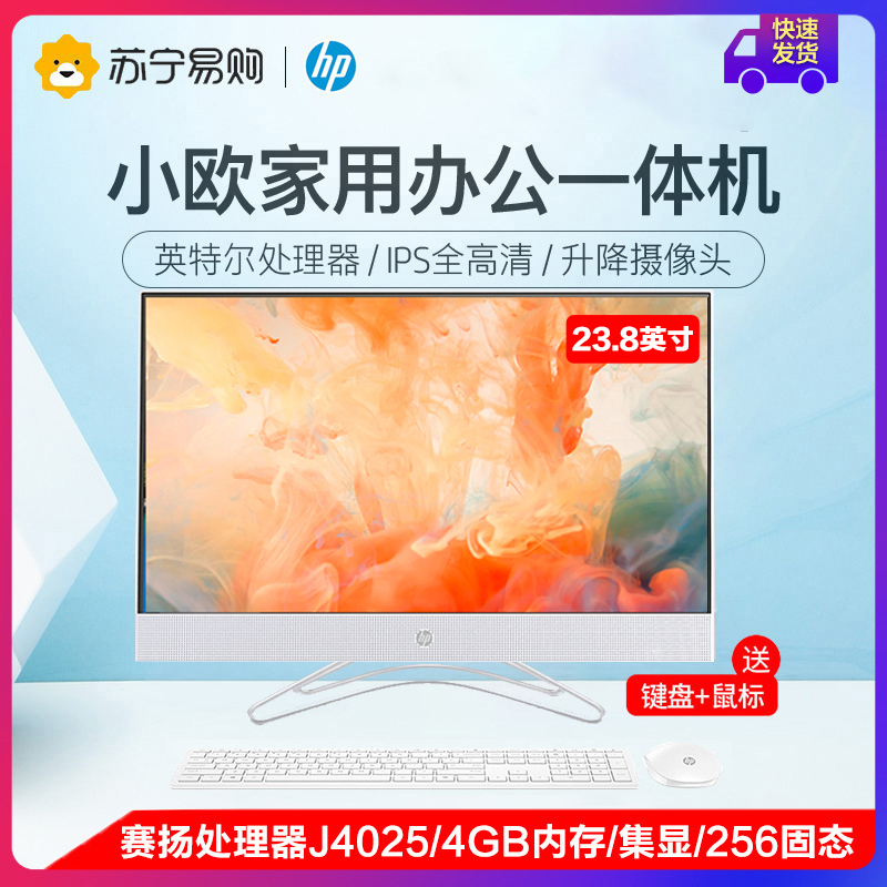 惠普HP小欧高清一体机电脑23.8英寸因特尔双核4G内存256G固态集成显卡无线蓝牙三年上门IPS高色域
