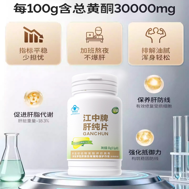 [8瓶](新包装-新日期)60粒/盒高含量总黄酮成人江中牌 肝纯片 体验装 官方旗舰店正品护肝片熬夜加班应酬喝酒男女B高清大图