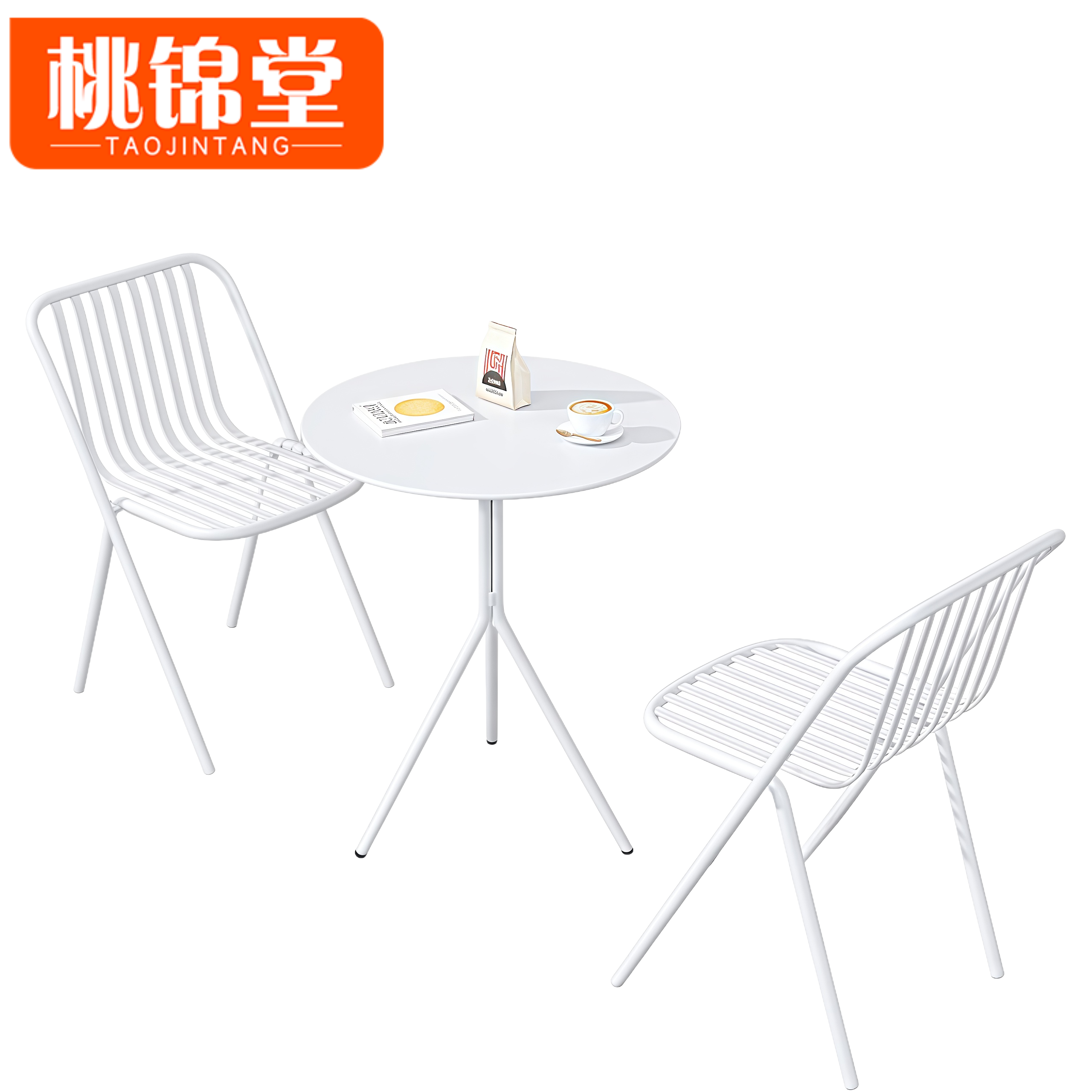 桃锦堂白色户外桌椅1桌2椅套高清大图