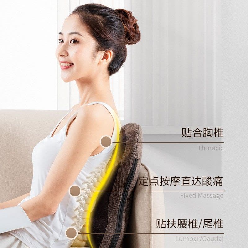 [品牌钜献]奥克斯(AUX)颈椎按摩器颈部背部腰部揉捏推拿热敷车家两用按摩椅垫 原木灰图片