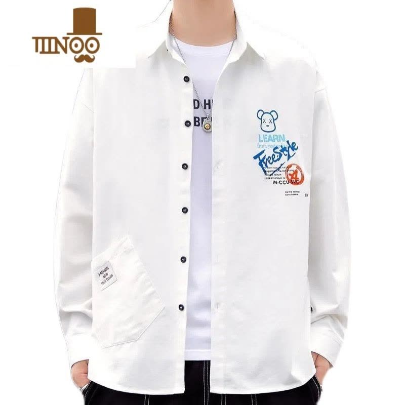 YANXU日系工装长袖衬衫男士2023新款痞帅寸衫男生薄款衬衣服外套图片