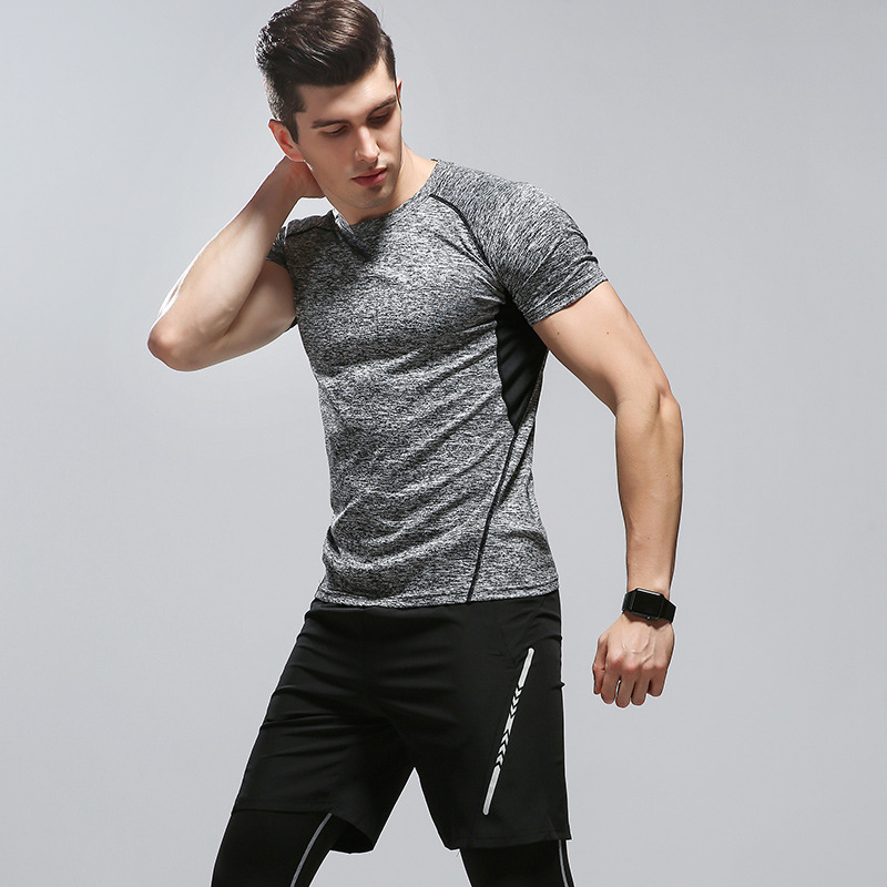 夏季新款瑜伽服三件套男士跑步运动套装健身服
