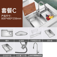 欧琳水槽9151/9152/9153银色SUS304不锈钢水槽大单槽飞雨瀑布厨房水槽洗菜盆一体盆纳米单槽
