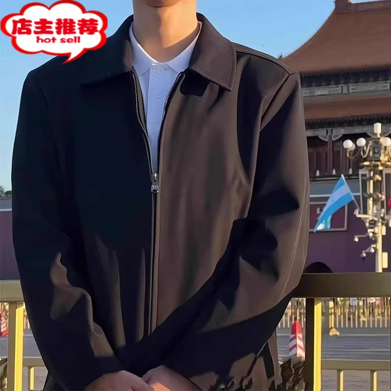 shanchao高级感轻熟风垫肩行政夹克男装厅局风公务员体制内穿搭外套款