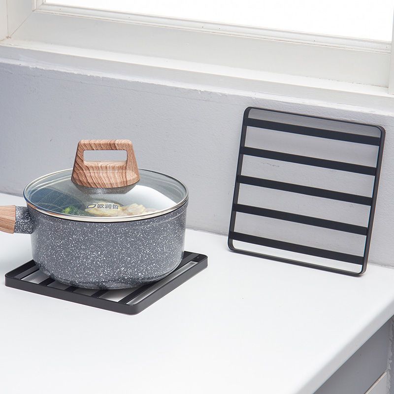 一套2件欧润哲2只装日式扁铁隔热锅垫锅架收纳架锅具置物架托架铁艺