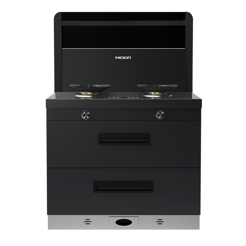 美大MEIDA二星消毒柜集成灶X80-A 智慧双变频 恒温置物台 智能触控 自清洁,钢化玻璃面板 烟灶套装 天然气高清大图