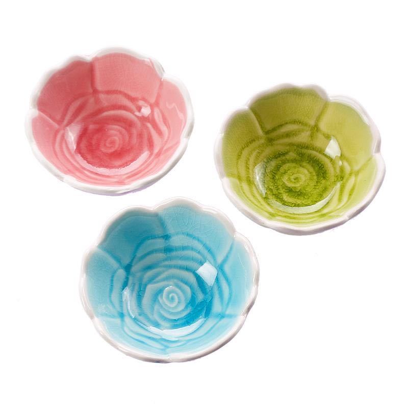 玫瑰天蓝 2个装 创意简约陶瓷调味碟家用餐碟酱醋碟厨房玫瑰调味碟陶瓷餐具家用碟