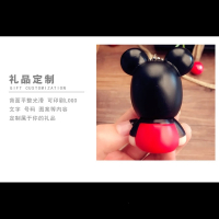 韩版创意可爱睡萌娃娃钥匙扣男女卡通米妮汽车钥匙链包包挂件礼品 搪胶睡萌布朗熊+22MM宝蓝铃+银扣 抖音