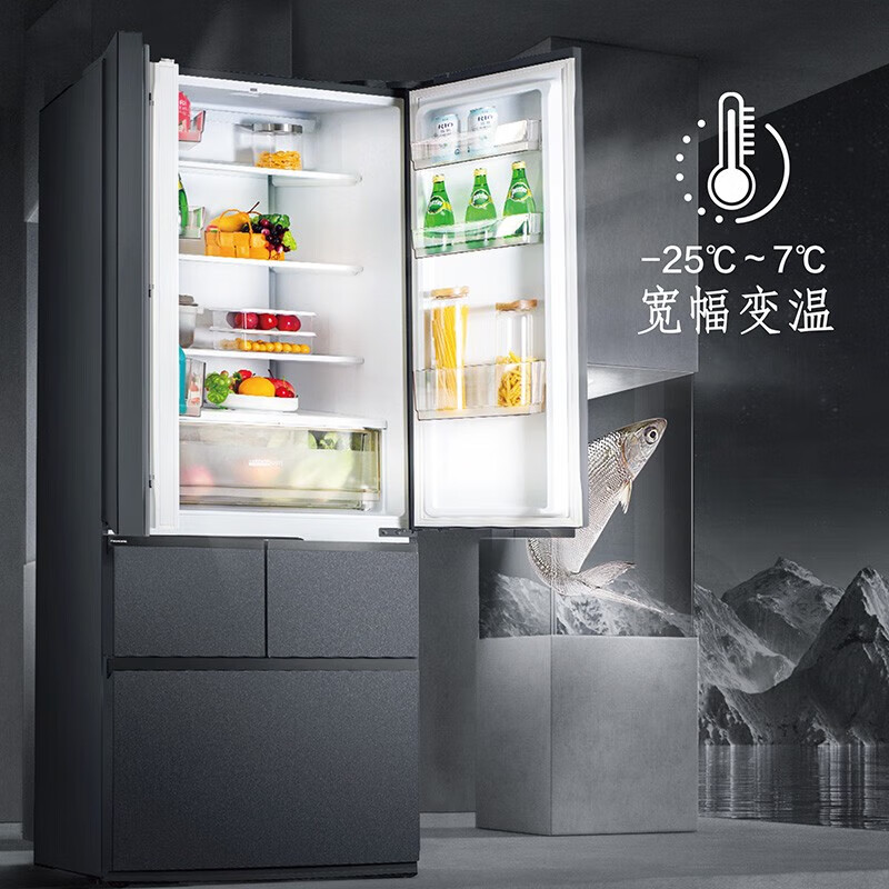 松下 NR-ZE431AX-K多门453升多门嵌入式嵌入式 变频宽幅变温纳诺怡X 磨砂黑色展示柜高清大图