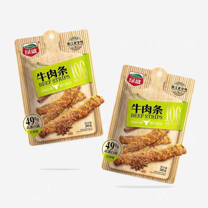 绿盛30g牛肉条五香味手撕牛肉干袋装休闲零食网红小吃熟食零食*1袋高清大图